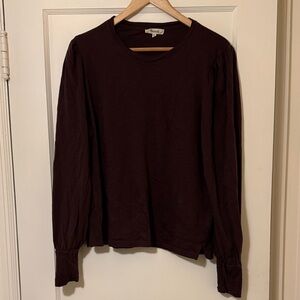 Madewell Burgundy/Chocolate Brown Long Sleeve Shirt with pleated shoulders xl
